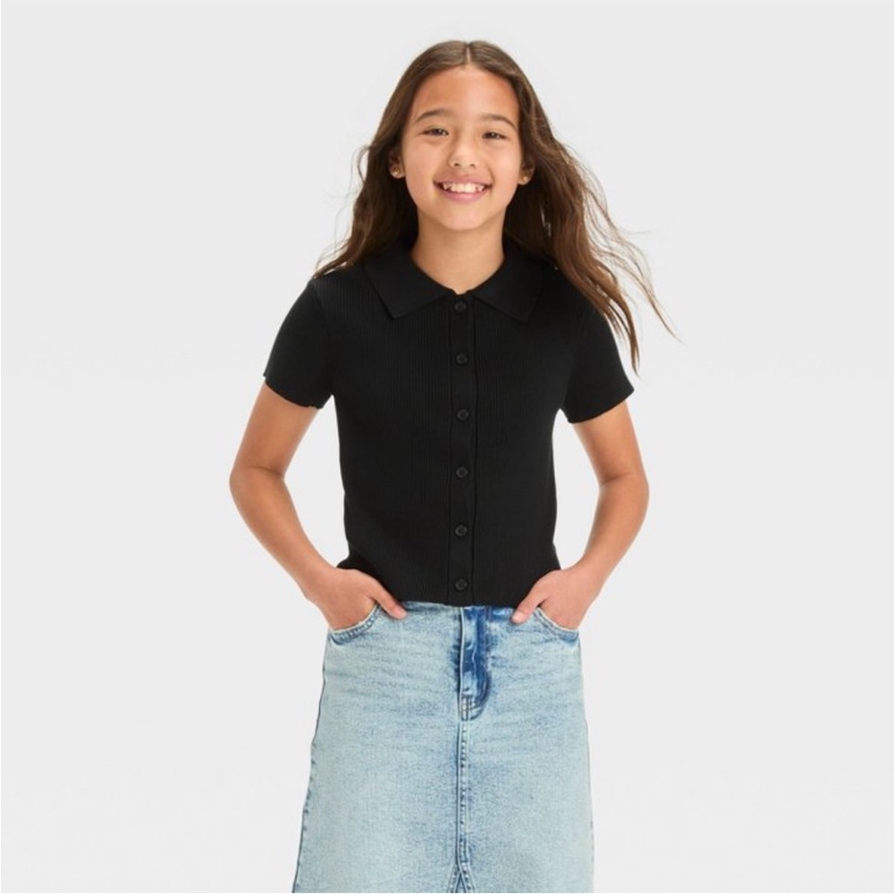 Art Class girls polo collar short-sleeved sweater